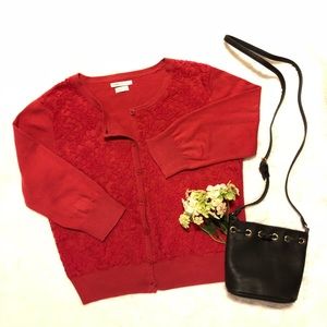 Red Lace Front Cardigan Size Large